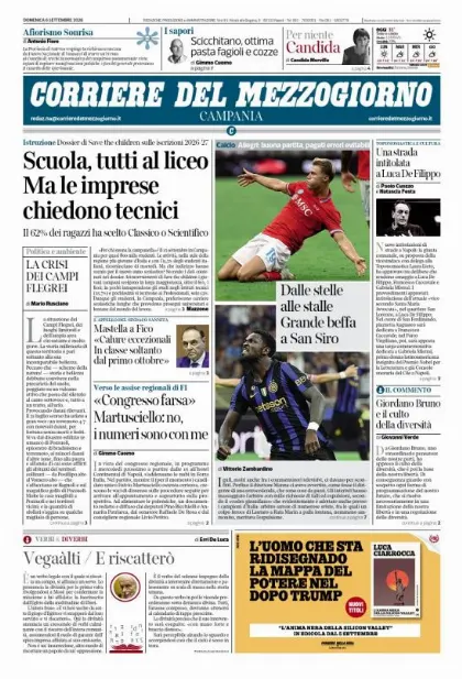 Prima pagina Corriere del Mezzogiorno | Campania