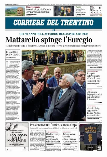 Prima pagina Corriere del Trentino