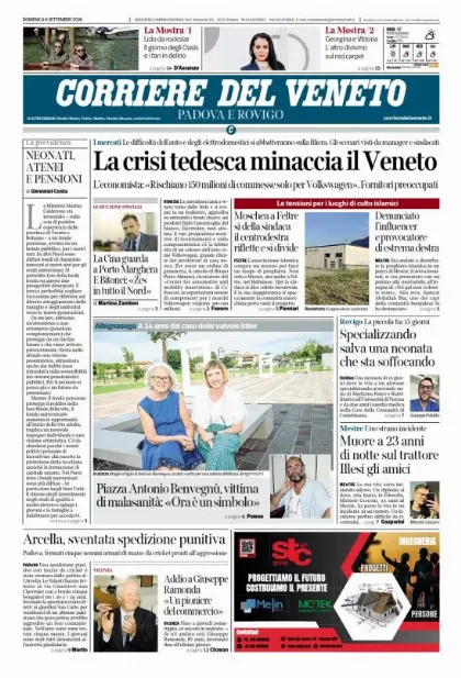 Prima pagina Corriere del Veneto | Padova e Rovigo