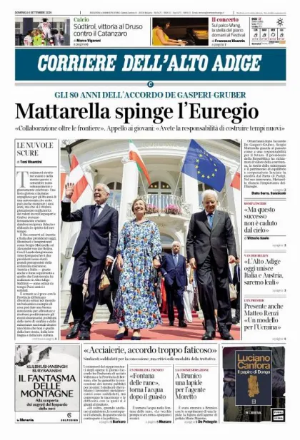 Prima pagina Corriere dell'Alto Adige