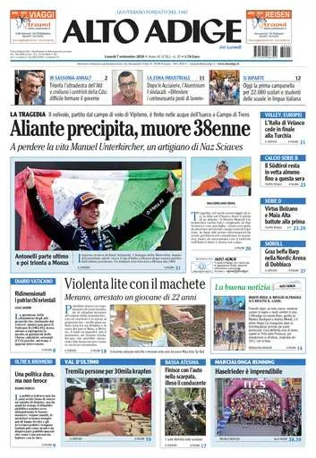 Prima pagina Alto Adige