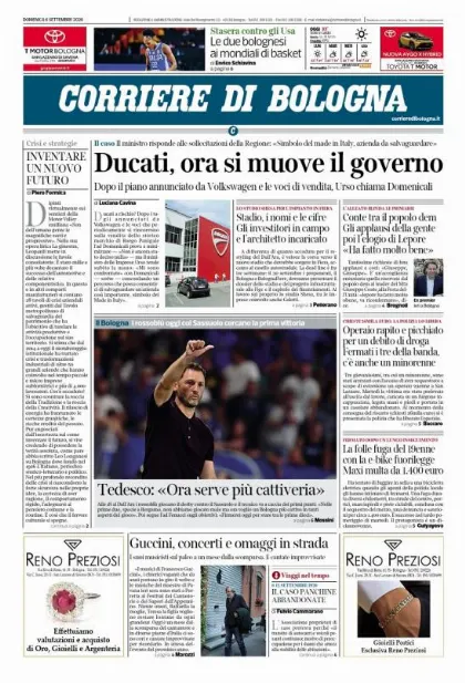 Prima pagina Corriere di Bologna