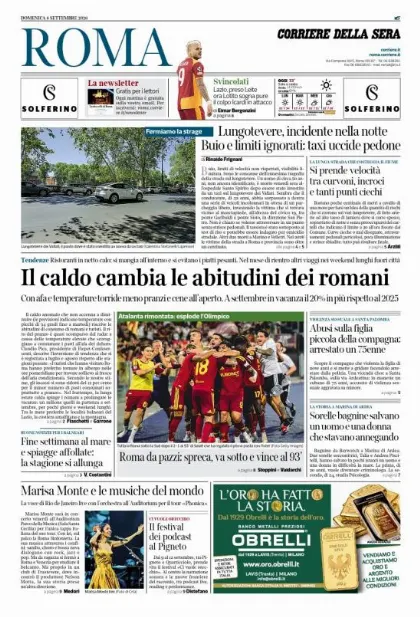Prima pagina Corriere della Sera | Roma