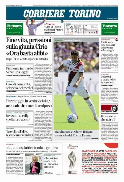 Prima pagina Corriere della Sera | Torino