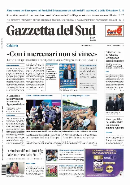Prima pagina Gazzetta del Sud | Reggio Calabria