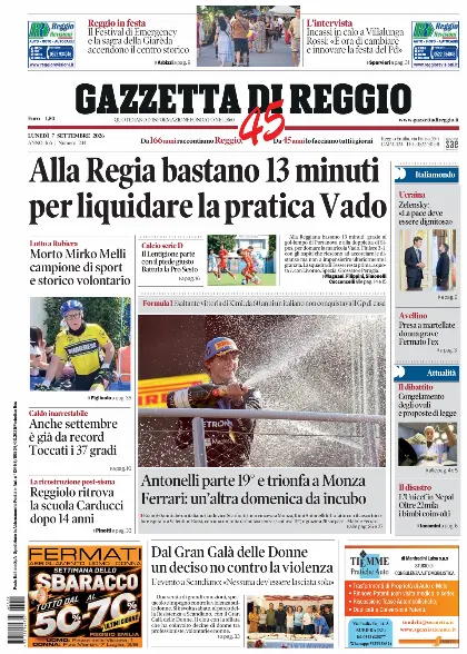 Prima pagina Gazzetta di Reggio