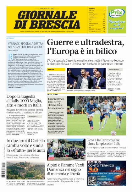 Prima pagina Giornale di Brescia