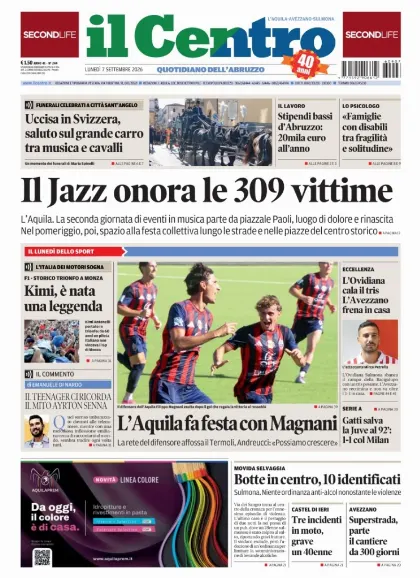 Prima pagina Il Centro | L'Aquila
