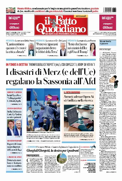 Prima pagina Il Fatto Quotidiano
