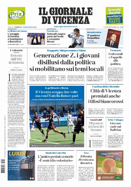 Prima pagina Il Giornale di Vicenza