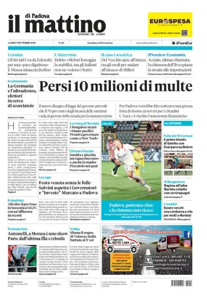 Prima pagina Il Mattino di Padova | Padova