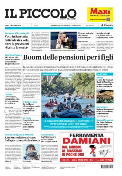 Prima pagina Il Piccolo | Gorizia e Monfalcone
