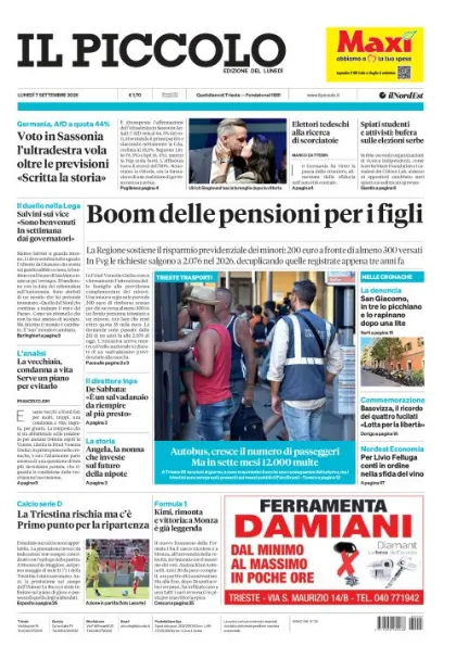 Prima pagina Il Piccolo | Trieste