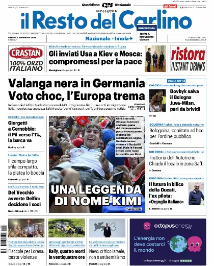 Prima pagina Il Resto del Carlino