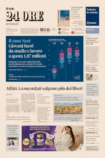 Prima pagina Il Sole 24 Ore