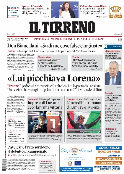 Prima pagina Il Tirreno