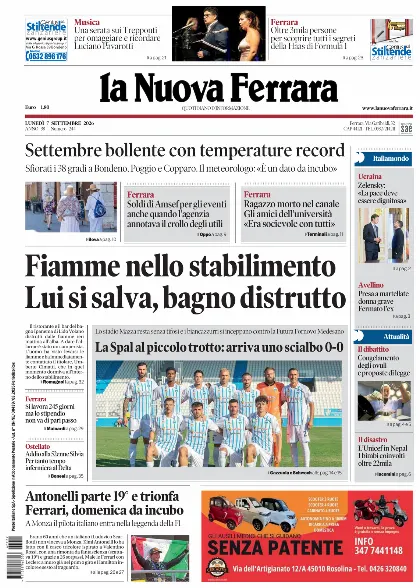 Prima pagina La Nuova Ferrara