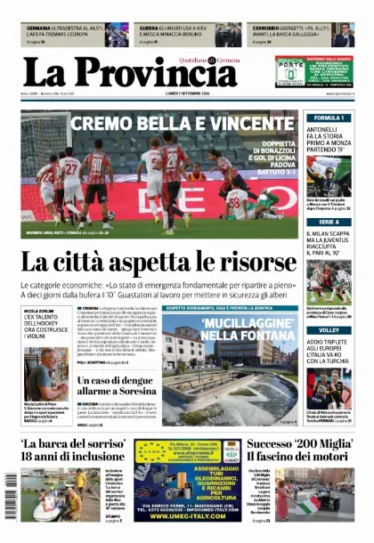 Prima pagina La Provincia