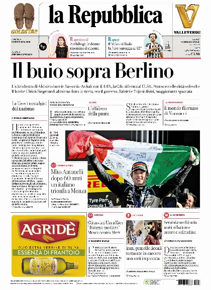 Prima pagina la Repubblica