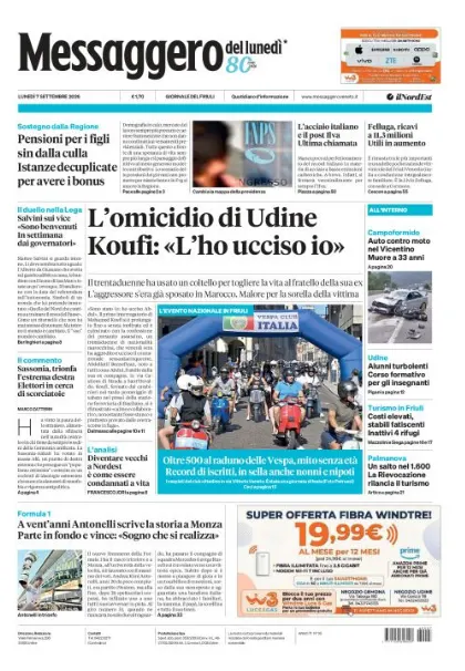 Prima pagina Messaggero Veneto | Gorizia