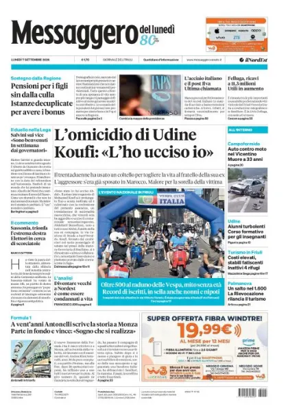 Prima pagina Messaggero Veneto | Udine