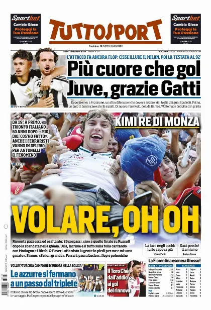 Prima pagina Tuttosport