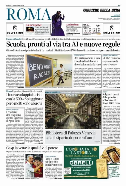 Prima pagina Corriere della Sera | Roma