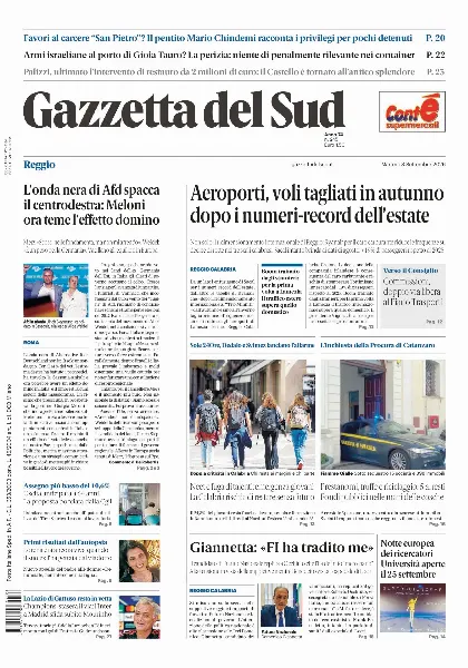 Prima pagina Gazzetta del Sud | Reggio Calabria