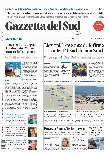 Prima pagina Gazzetta del Sud