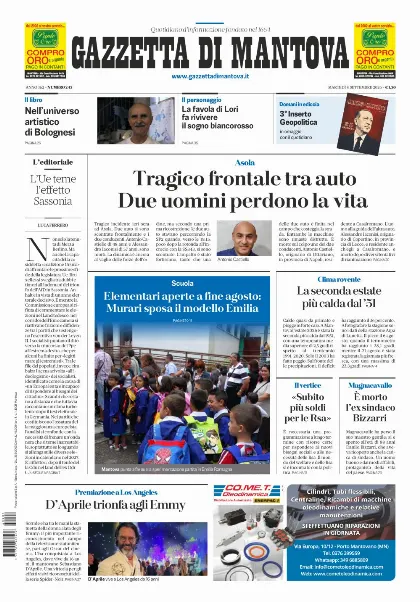 Prima pagina Gazzetta di Mantova