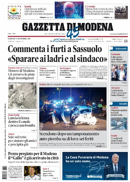 Prima pagina Gazzetta di Modena