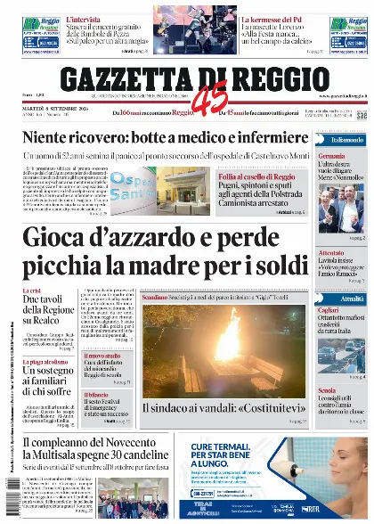 Prima pagina Gazzetta di Reggio