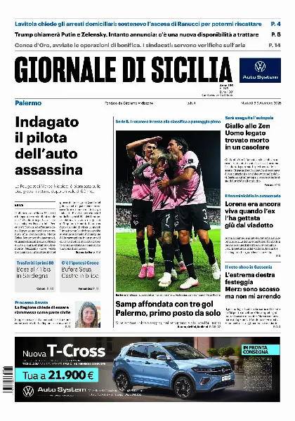 Prima pagina Giornale di Sicilia