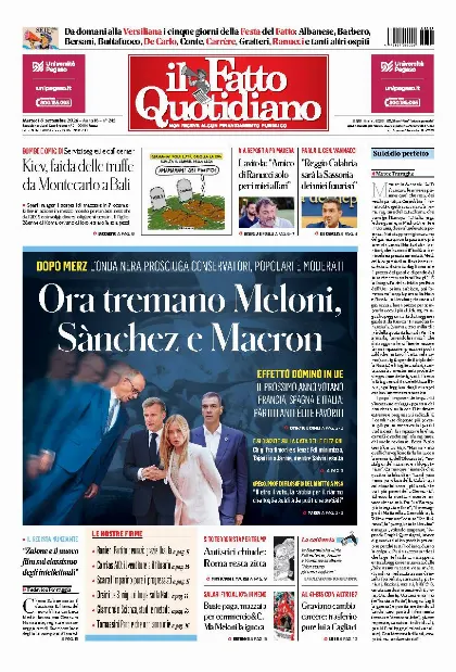 Prima pagina Il Fatto Quotidiano
