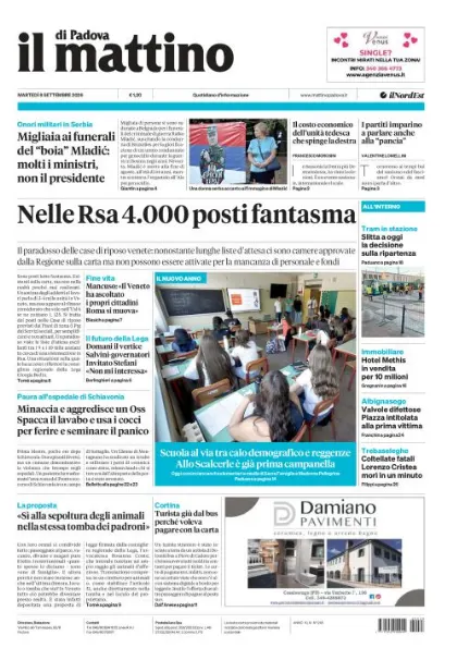 Prima pagina Il Mattino di Padova | Padova