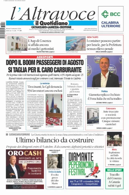 Prima pagina Il Quotidiano del Sud | Catanzaro, Lamezia e Crotone