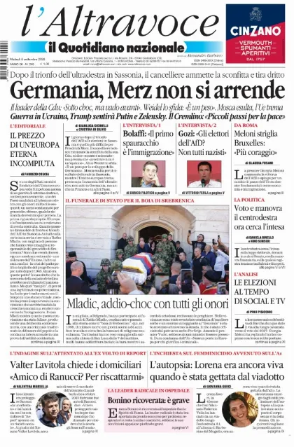 Prima pagina Il Quotidiano del Sud | L'Altravoce