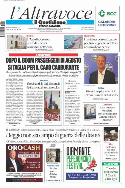 Prima pagina Il Quotidiano del Sud | Reggio Calabria