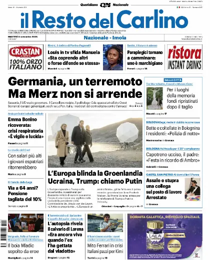 Prima pagina Il Resto del Carlino