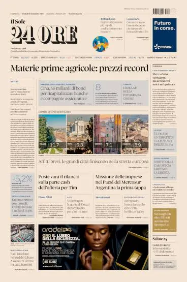 Prima pagina Il Sole 24 Ore