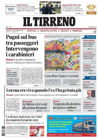 Prima pagina Il Tirreno
