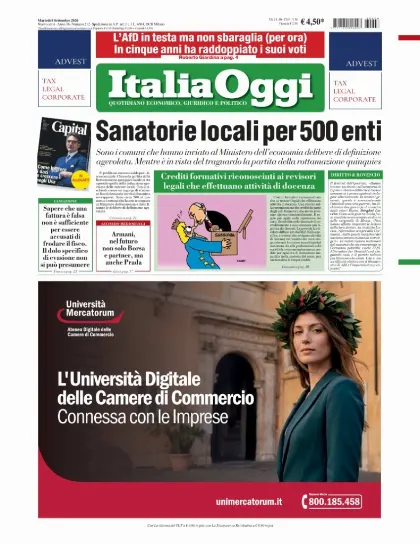 Prima pagina ItaliaOggi