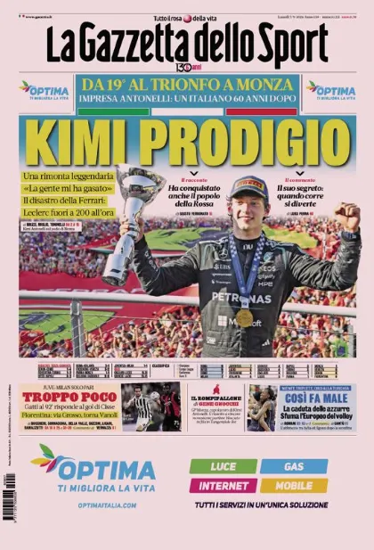 Prima pagina La Gazzetta dello Sport