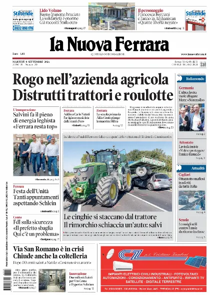 Prima pagina La Nuova Ferrara