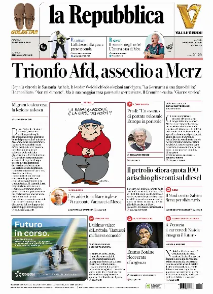 Prima pagina la Repubblica