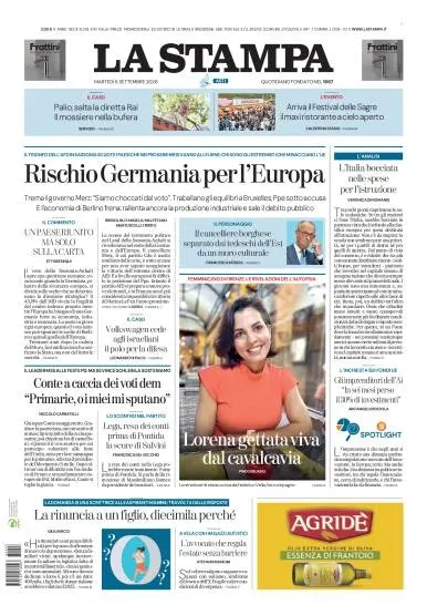 Prima pagina La Stampa | Asti