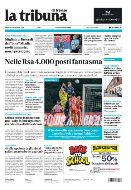 Prima pagina La Tribuna di Treviso | Treviso