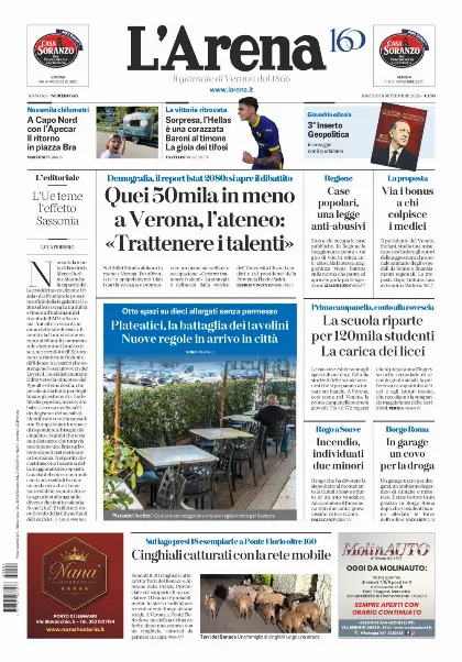 Prima pagina L'Arena