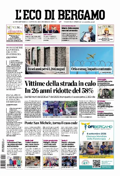 Prima pagina L'Eco di Bergamo