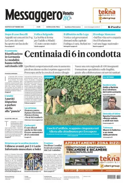 Prima pagina Messaggero Veneto | Udine